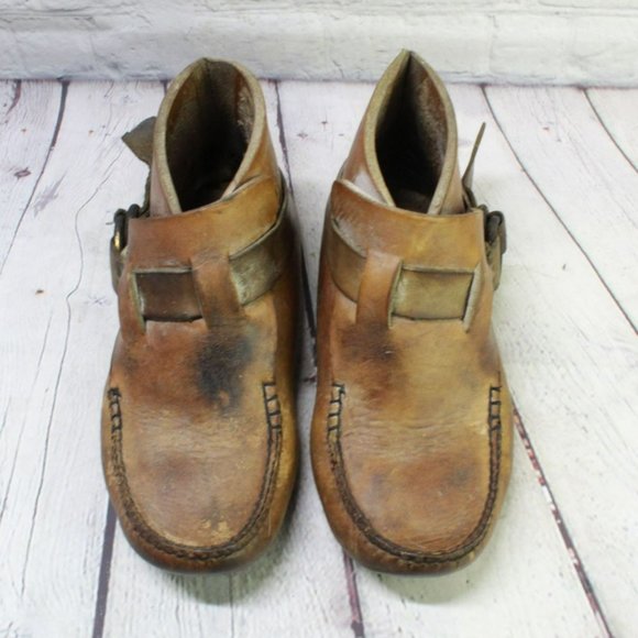 *Unbranded Unisex Brown Leather Slip On Round Toe Ankle Clog Shoes Sz 10 Inches - Picture 5 of 9